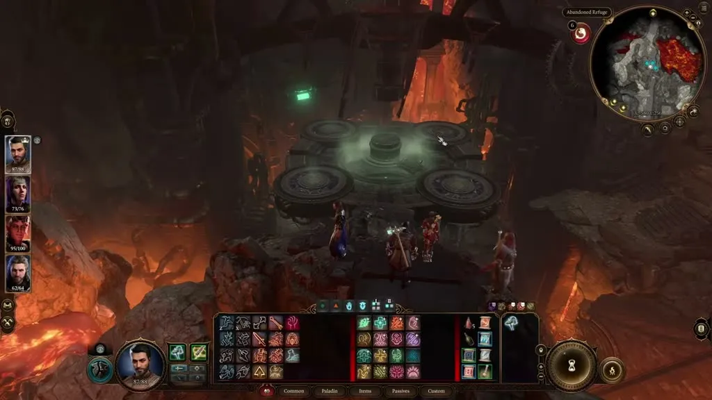The Adamantine Forge platform glowing in the Grymforge lava cavern in Baldur's Gate 3.