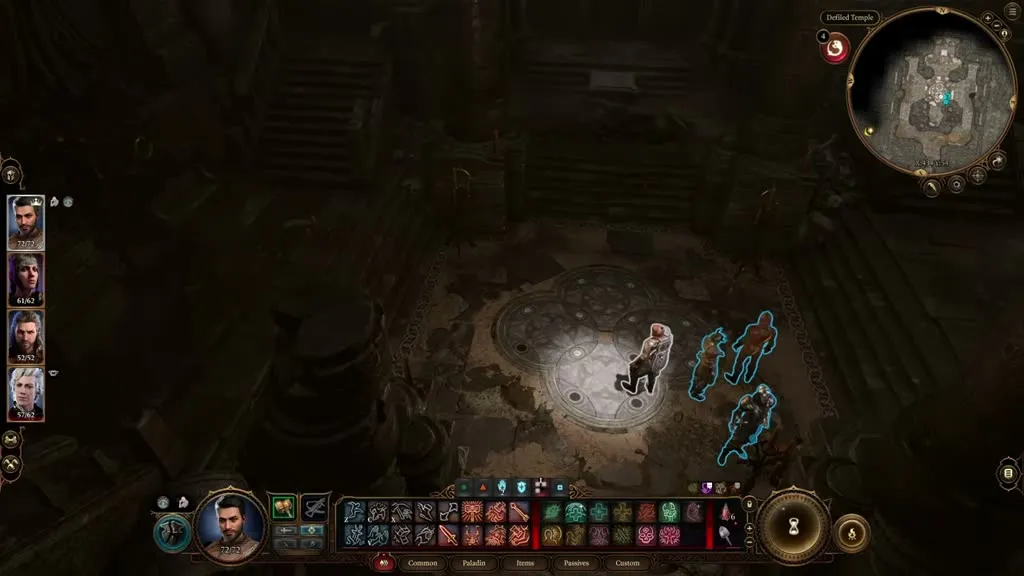 The Defiled Temple moon-dial floor puzzle in the Shattered Sanctum in Baldur's Gate 3, the route to the Underdark.